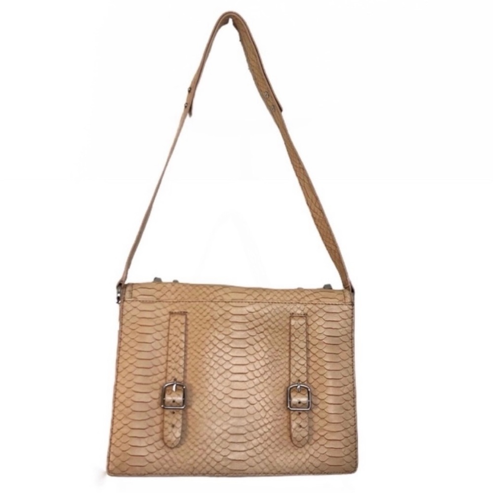 Loeffler Randall Nude Beige Python Embossed Satch… - image 3